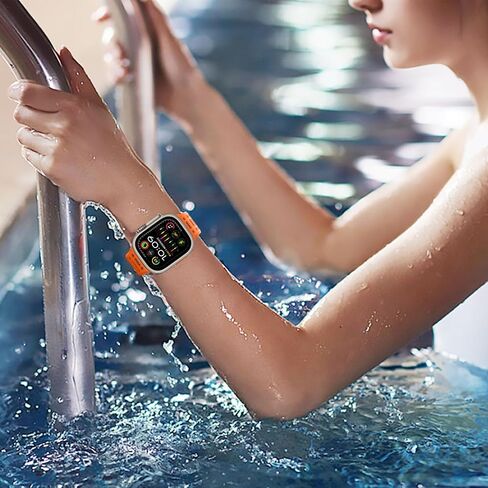 Magnetic Band Compatible with Apple Watch Band 49/46/45/44/42mm for Men Women, Breathable Silicone Sport Band with Safety Button for iWatch Series Ultra 10 9 8 7 6 5 4 3 SE (Orange-Gray) in Kuwait