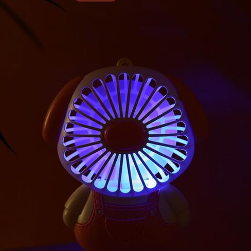 Srliya Portable Fan Mini Cooling Fans Cute, 2 Speed Level Anti Slip Bottom with Lanyard Light for Students (Dog Pattern Pin) in Saudi Arabia