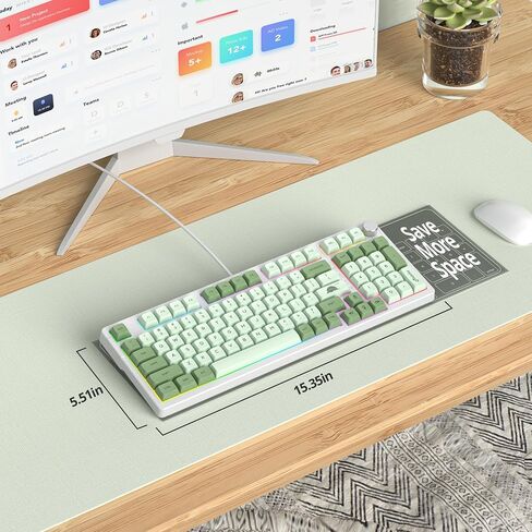 Fogruaden Wired Green Green Matcha لوحة مفاتيح ميكانيكية دسم مع لوحة أرقام ، لوحة مفاتيح ألعاب RGB قابلة للتبديل مع مقبض ، 98 مفتاح ، حشية مخصصة ، مفتاح أحمر ، لوحات مفاتيح NKRO 96 ٪ للفوز/MAC in Kuwait
