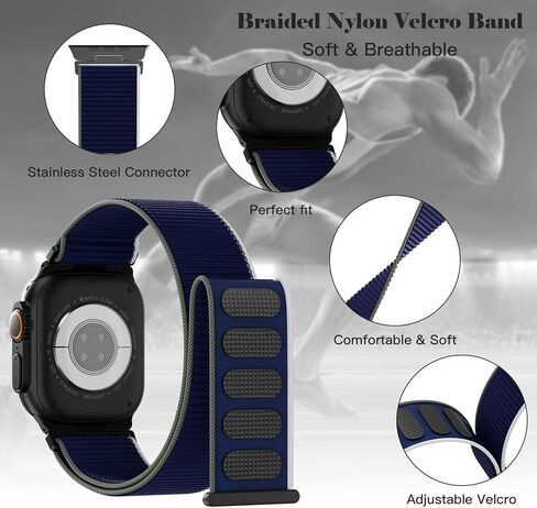 Sport Loop Nylon Bands Compatible with Apple Watch Band 49mm 46mm 45mm 44mm 42mm for Men Women, Breathable Adjustable Stretchy Braided Straps for iWatch Ultra 2/Ultra Series 10/9/8/SE/7/6/5/4/3 in Saudi Arabia