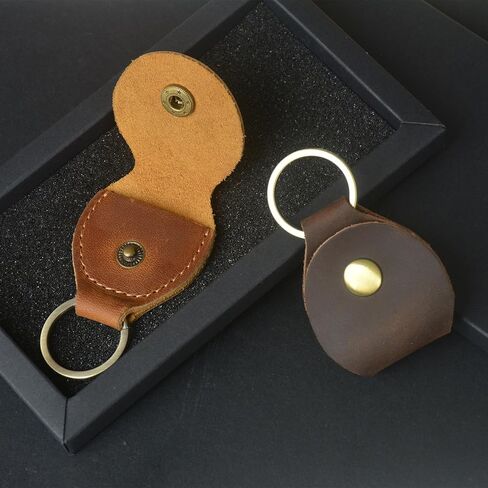 Keychain Holder Key Rings for Airtag-Genuine Leather Case Suitable for Apple Airtag Holder,Key Chain Holders Cover in Saudi Arabia