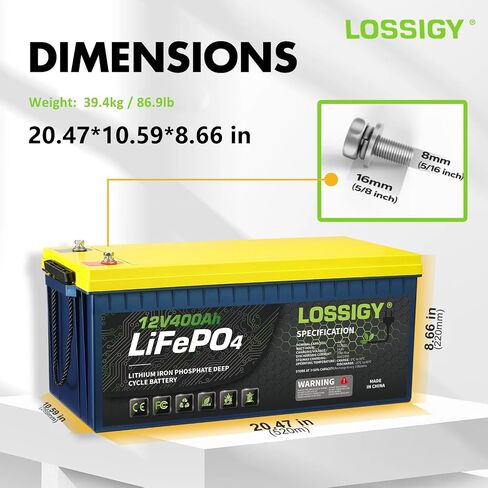 Lostigy 12V 100ah LifePo4 Lithium RV بطارية ، مثالية للنظام الشمسي ، البحرية ، 1280WH 5000+ دورات عميقة ، بنيت في BMS مع 10 سنوات عمر in Kuwait