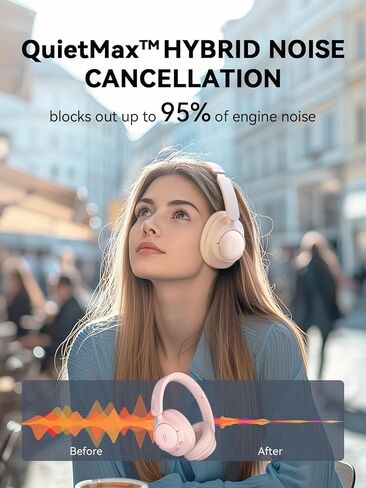 1MORE SonoFlow SE HQ31 Wireless Bluetooth Headphones -42dB Noise Cancelling Over-Ear Bluetooth Headset with Hi-Res Audio, 90H Playtime, LDAC, All-Day Comfort for Travel Work Gaming, Black in Kuwait
