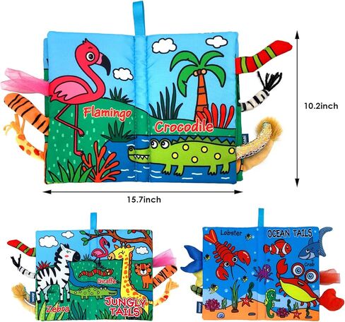 كتاب قماش ناعم عالي التباين باللونين الأبيض والأسود من WESOTE للطفل الرضيع وقت البطن، كتاب أطفال قابل للطي للأنشطة التعليمية من القماش لألعاب الأطفال حديثي الولادة من عمر 0 ​​إلى 3 سنوات in Kuwait