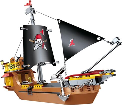 BRICK STORY القراصنة السفينة بناء مجموعات قارب وسفينة نموذج القراصنة اللعب اللبنات ألعاب سفينة القراصنة للبنين والبنات القراصنة مغامرة Playset هدية للأطفال الذين تتراوح أعمارهم بين 6-14 سنة، 308 جهاز كمبيوتر شخصى in Kuwait