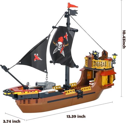 BRICK STORY القراصنة السفينة بناء مجموعات قارب وسفينة نموذج القراصنة اللعب اللبنات ألعاب سفينة القراصنة للبنين والبنات القراصنة مغامرة Playset هدية للأطفال الذين تتراوح أعمارهم بين 6-14 سنة، 308 جهاز كمبيوتر شخصى in Kuwait