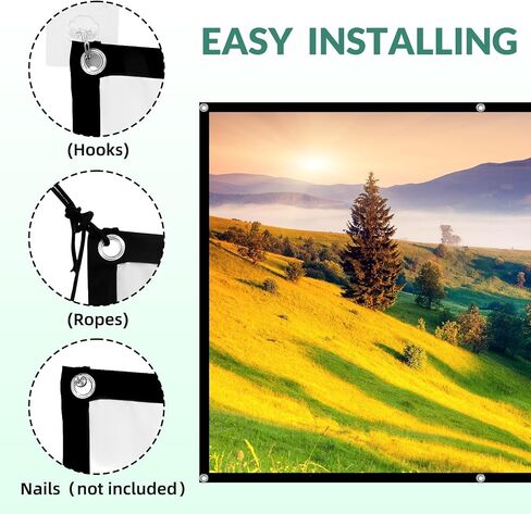 Projector Screen 100 inch - TOWOND Projection Screen 16:9 HD 4K Wrinkle-Free Foldable Movies Projector Screen Outdoor Indoor for Home Theater in Saudi Arabia