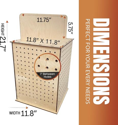 TORCHED DISPLAYS Rotating Display Stand | 22.5 x 16.76-inch | Rotating Organizer Wood Pegboard | Pegboard Display Stand for Craft Shows, Vendor Events, Jewelry, Accessories | Natural in Kuwait
