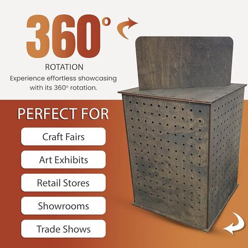 يعرض Torched شاشات العرض الدوار-22.5 × 16.76 بوصة-منظم الدوار الخشب Pegboard-Pegboard Display Stand للعروض الحرفية ، أحداث البائعين ، المجوهرات ، الملحقات ... in Kuwait