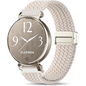 Braid Nylon Bands Compatible with Garmin Lily 2, Magnetic 14mm Stretchy Nylon Soft Loop Straps Quick Release Replacement Adjustable Wristband for Lily 2 Classic/Active Smart Watch Accessory for Women