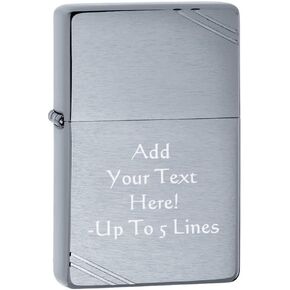 Zippo Lighter - Personalized Custom Message Engrave Chrome Windproof Lighter High Polish Chrome 250