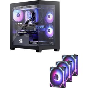 Redragon GC218M M-ATX Gaming Back-Mounted PC Case & 3 Pack Redragon GCF012 Reverse 120mm PC Case Fans