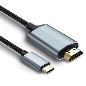 USB C to HDMI Cable, HDMI 4K@30Hz Adapter, Type C to HDMI, Compatible with iPhone 16/15 (6.6Ft Grey)