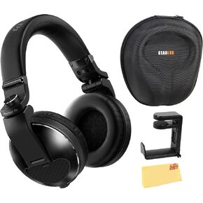 Pioneer DJ HDJ-X5 Over-Ear DJ Headphones - Black Bundle with Case and Austin Bazaar Polishing Cloth