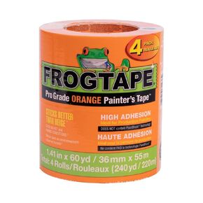 شريط الرسام البرتقالي من الدرجة الاحترافية من FrogTape للتطبيقات الداخلية والخارجية، 1.41 بوصة × 60 ياردة، 4 عبوات