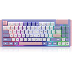 Wireless Mechanical Gaming Keyboard RGB Backlit Linear Black Switch 1000Hz Faster Throughput BT 5.0/2.4G/USB 3 Connections 84 Keys Hot-swappable Macro Keyboard with Detachable USB Cable