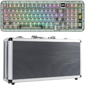 YUNZII CK98 Wireless Hot Swappable Mechanical Keyboard with OLED, 1800 Layout Transparent Acrylic Gasket Mounted Keyboard for for Windows/Mac (Ice Blade Switch, Math and Metal Box)