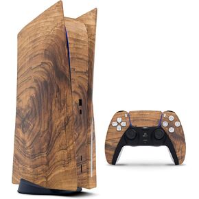 Raw Wood Planks V11 - Full-Body Cover Wrap Decal Skin-Kit Compatible with The Sony Playstation 5 Console (Disc Drive) + Controller