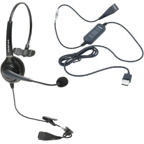 USB Computer Call Center Headset with Noise Canceling & Noise Canceling | Compatible: Windows, Mac, Linux, SoftPhones, Voice Apps | USB Quick Disconnect Cord with Talk, Mute & Volume Control
