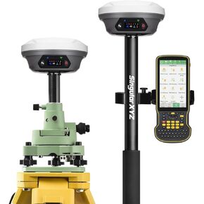E1 Pro GNSS RTK Surveying Equipment, Over 20 Hours Endurance RTK GNSS with IMU Base & Rover, GPS RTK with Larger HD Screen and Larger Handheld Collector, 1cm Accuracy, 15km UHF Range, 60° Tilt Survey