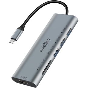 MagBac USB C Docking Station 6-in-1 USB Hub Multiple Adapter with 4K HDMI Display Port, 3 USB A Data Ports, SD/TF Card Slot for HP, Dell, MacBook Pro, Lenovo