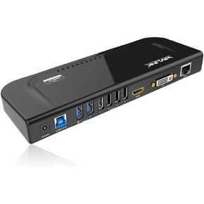Wavlink Universal Docking Station Laptop USB 3.0 Dock with Dual Video Display Outputs HDMI/DVI/VGA up to 2048 x 1152,Gigabit Ethernet,6 USB Ports,Audio Output/Input for Laptop,Ultrabook and PCs