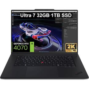Lenovo ThinkPad P1 Gen 7 Mobile Workstation Laptop (16" 2K 100% sRGB 165Hz, NVIDIA RTX 4070 8GB, Intel Ultra 7 165H, 32GB DDR5 CAMM2 RAM, 1TB SSD) 2X Thunderbolt 4, Wi-Fi 7, 5MP IR Webcam, Win 11 Pro