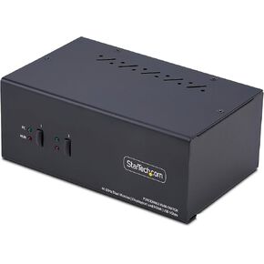 StarTech.com 2-Port Dual-Monitor DisplayPort and HDMI KVM Switch, 4K 60Hz, 2-Port USB 5Gbps Hub, 2X USB HID Ports, TAA Compliant