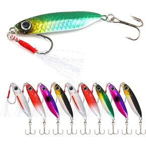 Scaled Jigging Spoons – 10 Pcs/Box, 5 Size Options, High-Performance Lead Lures for Freshwater and Saltwater Fishing, Accurate Scaled Design, Attracts Various Fish Species