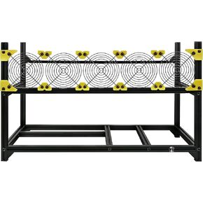 V3C 6-GPU Mining Case Aluminum Stackable Mining Rig Open Air Frame Case with Fan Mount - Ethereum(ETH,ETC)/ZCash(ZEC)/Monero(XMR)/Bitcoin(BTC)/Siacoin(SC)