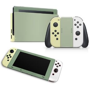 ZOOMHITSKINS OLED Switch Skin, Compatible with Switch OLED Skin Wrap, Sun Gardening Green Yellow White Solid Color Vintage, 3M Vinyl for Durable & Fit, Made in The USA