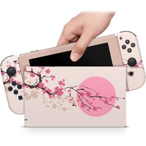 ZOOMHITSKINS OLED Switch Skin Pink, Compatible with Switch OLED Skin Wrap, Pink Sakura Japan Cherry Blossom Flower Anime Art Cute, 3M Vinyl for Durable & Fit, Made in The USA