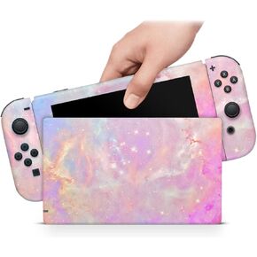 ZOOMHITSKINS OLED Switch Skin, Compatible with Switch OLED Skin Wrap, Mineral Galaxy Star Sky Space Heaven Asteroid Diamond Quartz, 3M Vinyl for Durable & Fit, Made in The USA
