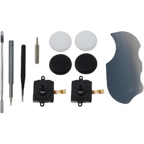 Upgraded Joystick Replacement Kit for Oculus Quest 2 Controller(11 in one), Repair Kit for Meta Quest 2 Controller, Include 2 Thumb Sticks, T5 Screwdriver, Tweezer, Pry Tool, 4 Thumbstick Grips