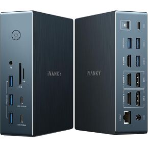 iVANKY 20-in-1 FusionDock Pro 2 DisplayLink Docking Station for MacBook Pro with 180W Power Adapter, Triple 4K@60Hz Monitor Display Dock for M1/M2/M3/M4 Mac mini Air, 2.5GbE, 3*HDMI, 2*DP, 10Gbps