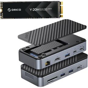 ORICO Y20M 2TB M.2 SATA SSD and DPM2P9-V1 10-in-1 USB-C Docking Station with Built-in Fan and M.2 Enclosure Bundle