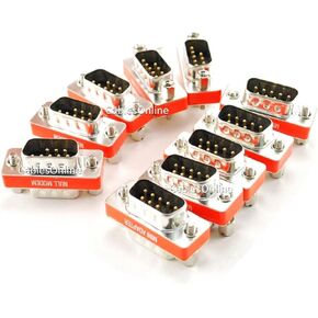 CablesOnline DB9 Null Modem Male to Male Slimline Data Transfer Adapter/Gender Changer, (10-Pack) (AD-N05M-10)