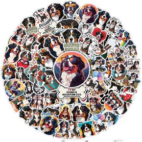 64pcs Bernese Mountain Dog Stickers - Cute Dog Sticker Waterproof Decals for Water Bottles Laptop Luggage Computer Scrapbooking Teens Adults Girls Kids Funny Party Birthday Decorations