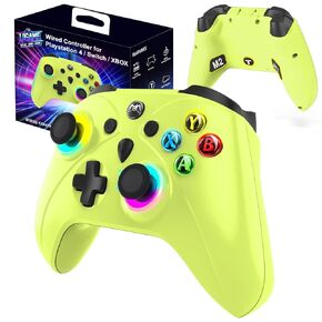 Ugame Wired Game Controller for Xbox Series X/S, Xbox One, PS4, Switch, PC,with Back Paddles, 1000Hz Polling Rate, Turbo, RGB Light – Compatible with Multiple Platforms (Green)