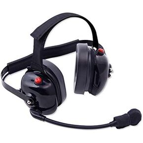 Rugged Behind The Head Headset for Dual Two Way Handheld Radios Racing Radios with Dual Push to Talk and Two 5-Pin Input Jacks