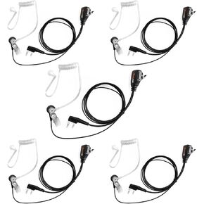5 Pack Walkie Talkies Earpiece with Mic Acoustic Tube Earpiece Two Way Radio Ear Pieces 2 Pin Rubber Ear Plugs Compatible with Baofeng Retevis Arcshell Kenwood