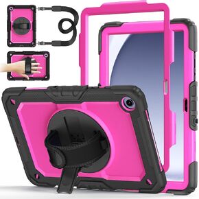 Case for Samsung Galaxy Tab A9+/A9 Plus 11 Inch 2023(SM-X210/X216/X218), Ubearkk Full-Body Drop Protection Case with Screen Protector, 360° Rotating Stand and Hand/Shoulder Strap, Navy Blue