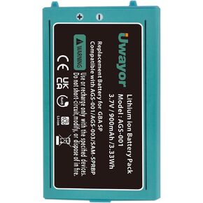 GBA SP Battery Replacement, 2 Pack 900mAh Rechargeable Battery for Nintendo Gameboy Advance SP AGS-001, AGS-001, SAM-SPRBP