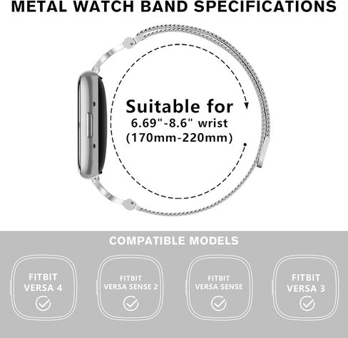 X-Shape Diamond Metal Band Compatible for Fitbit Versa 4/Fitbit Sense 2/Fitbit Versa 3/Fitbit Sense, Stainless Steel Magnetic Dressy Mesh Loop Strap for Women in Saudi Arabia