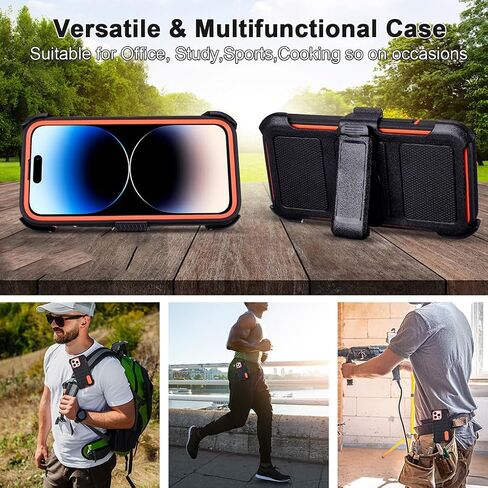 for Phone Case iPhone 14 Pro Max Case Belt Clip Heavy Duty Kickstand Black in Saudi Arabia