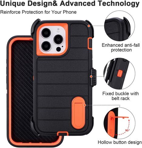 for Phone Case iPhone 14 Pro Max Case Belt Clip Heavy Duty Kickstand Black in Saudi Arabia