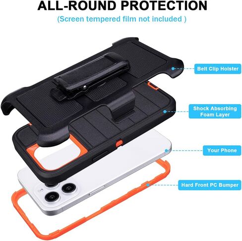 for Phone Case iPhone 14 Pro Max Case Belt Clip Heavy Duty Kickstand Black in Saudi Arabia