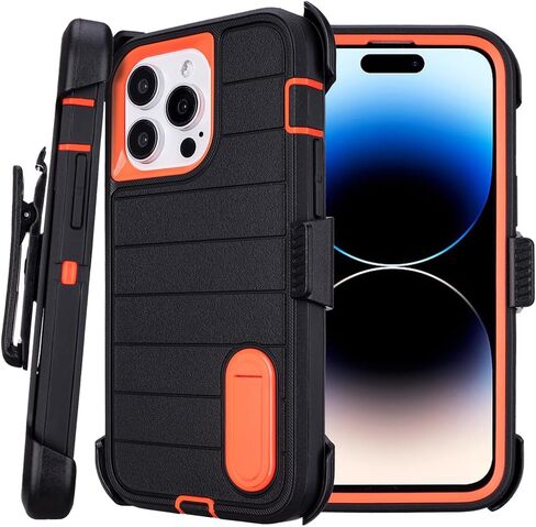 for Phone Case iPhone 14 Pro Max Case Belt Clip Heavy Duty Kickstand Black in Saudi Arabia