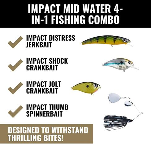 LUNKERHUNT Deep Diving Crankbaits – 4-Pack | Premium Hard Bait Fishing Lures for Bass, Walleye & Saltwater | Ideal for Deep Water Action in Kuwait