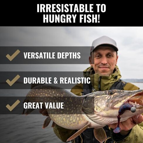 LUNKERHUNT Deep Diving Crankbaits – 4-Pack | Premium Hard Bait Fishing Lures for Bass, Walleye & Saltwater | Ideal for Deep Water Action in Kuwait